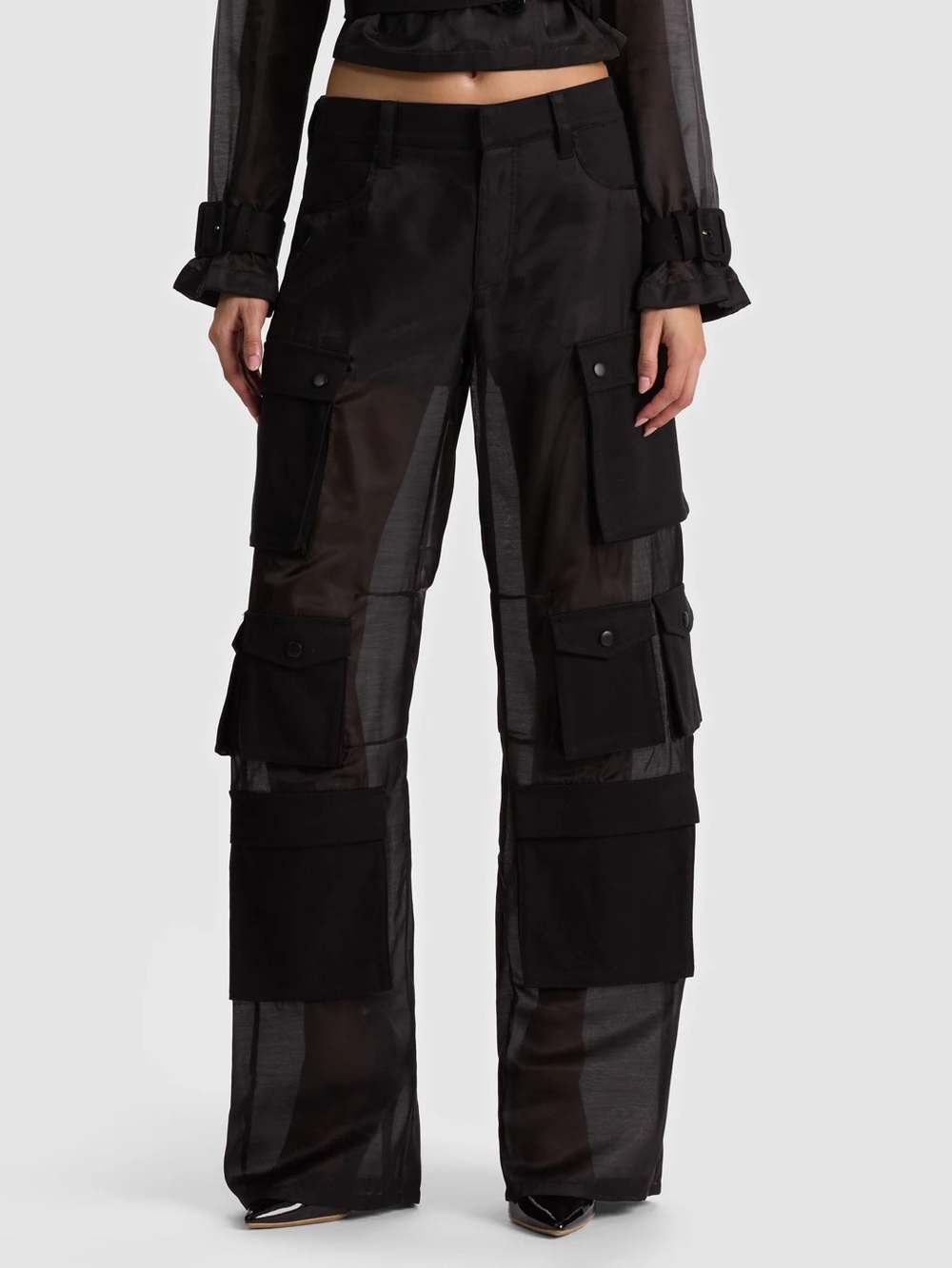 🖤Alice + Olivia OLYMPIA SHEER COMBO CARGO PANT. Size 0. New with tags.